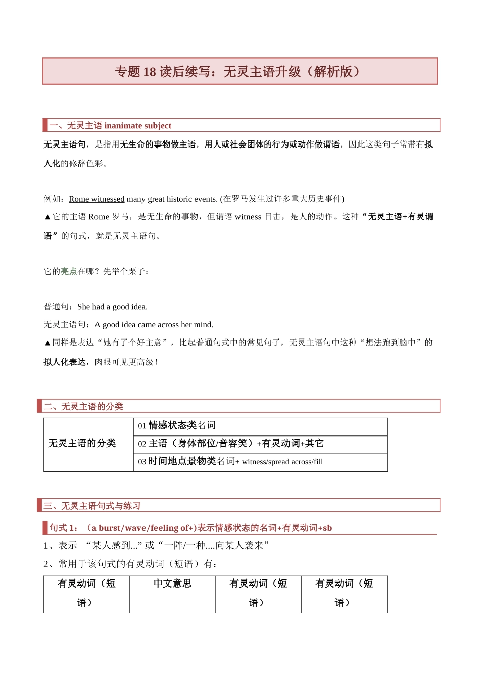 专题18 读后续写：无灵主语升级（解析版）.docx_第1页