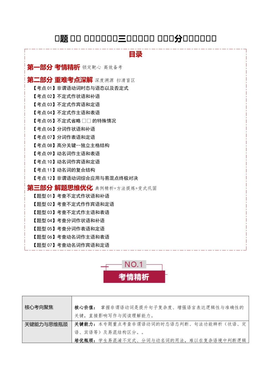 专题18 非谓语动词“三剑客” —— 不定式分词动名词决胜 (培优讲义)(全国通用)(学生版).docx_第1页