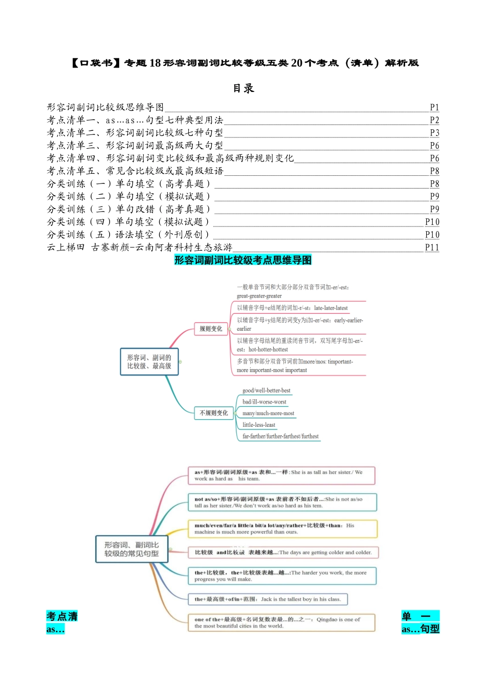 专题18 形容词副词比较等级六类20个考点（清单）-2024年高考英语一轮复习知识清单（全国通用）解析版.docx_第1页