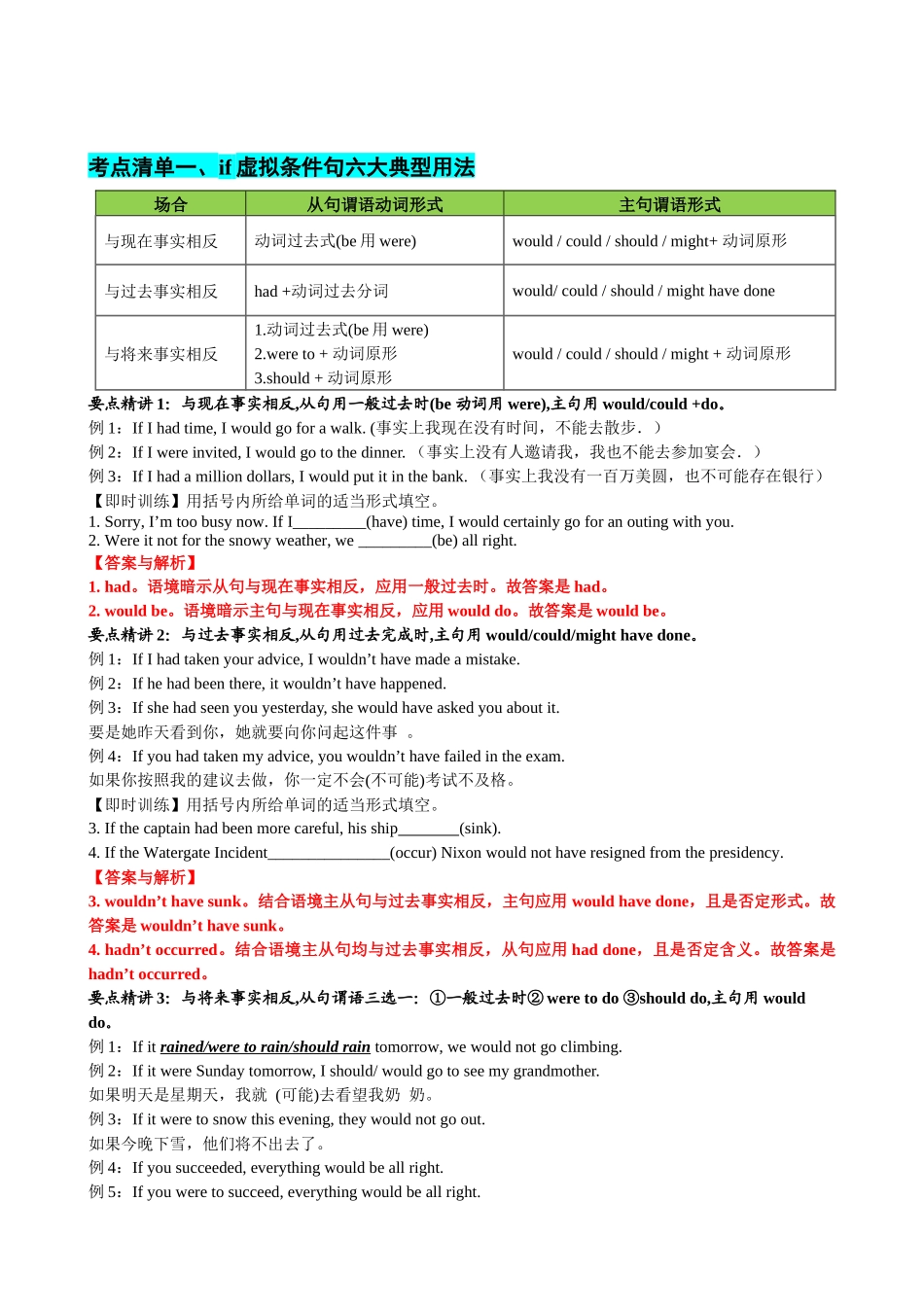 专题19 虚拟语气三大类13条用法（清单）-2024年高考英语一轮复习知识清单（全国通用）解析版.docx_第2页