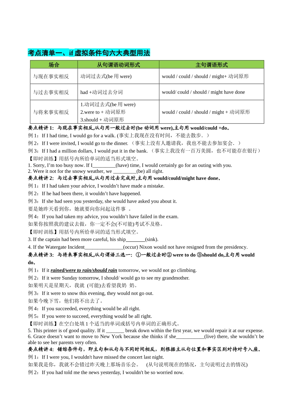 专题19 虚拟语气三大类13条用法（清单）-2024年高考英语一轮复习知识清单（全国通用）原卷版.docx_第2页