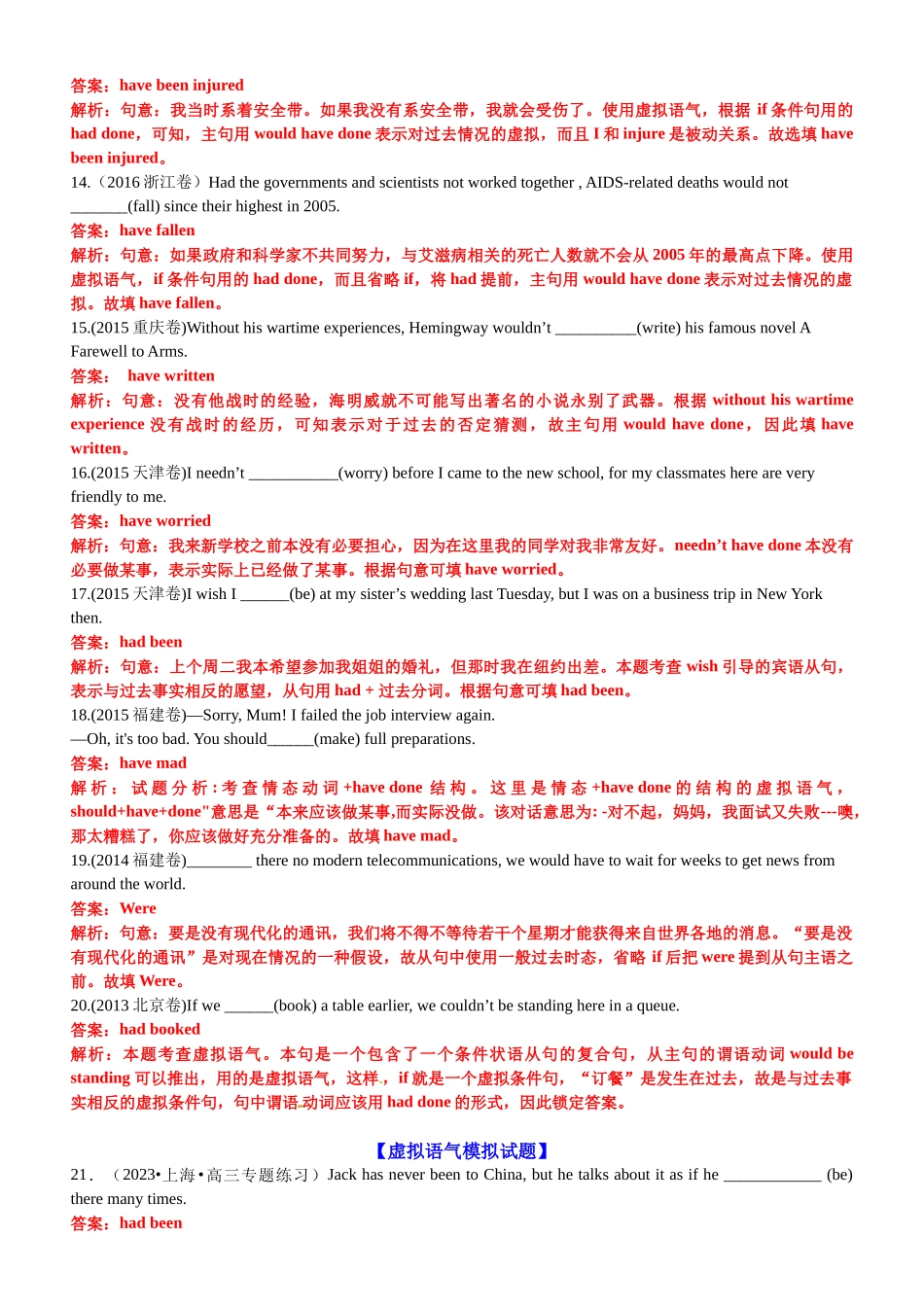 专题19 语法填空虚拟语气100题（精练）-2024年高考英语一轮复习知识清单（全国通用）解析版.docx_第3页