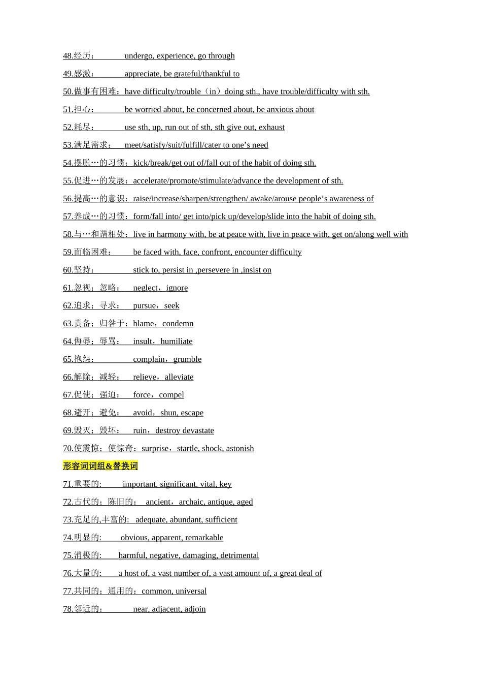 专题20  高中英语写作获取高分熟记同义替换词119组（讲义）- 2024年高考英语写作加油站.docx_第3页