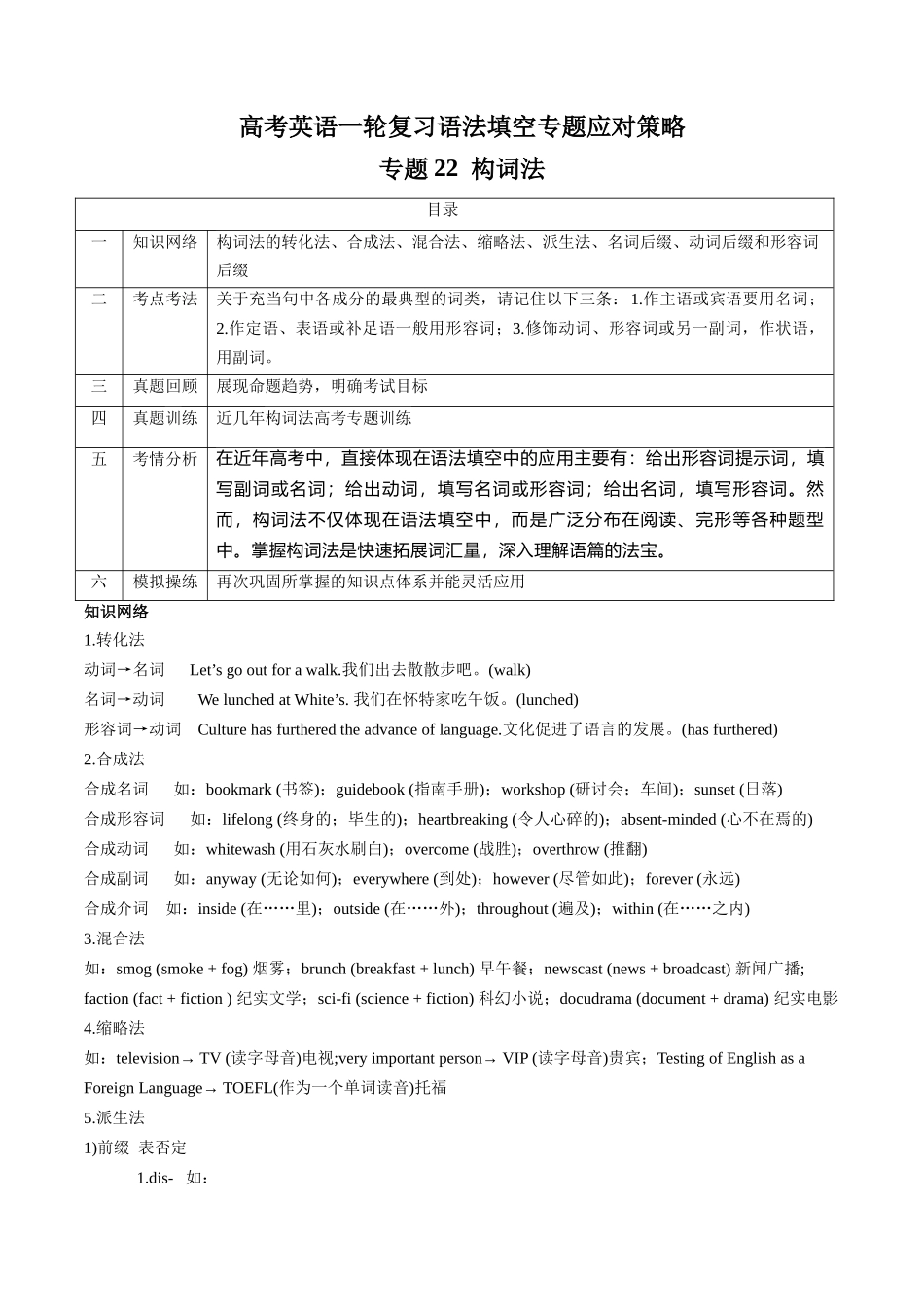专题22   构词法 (解析版).docx_第1页