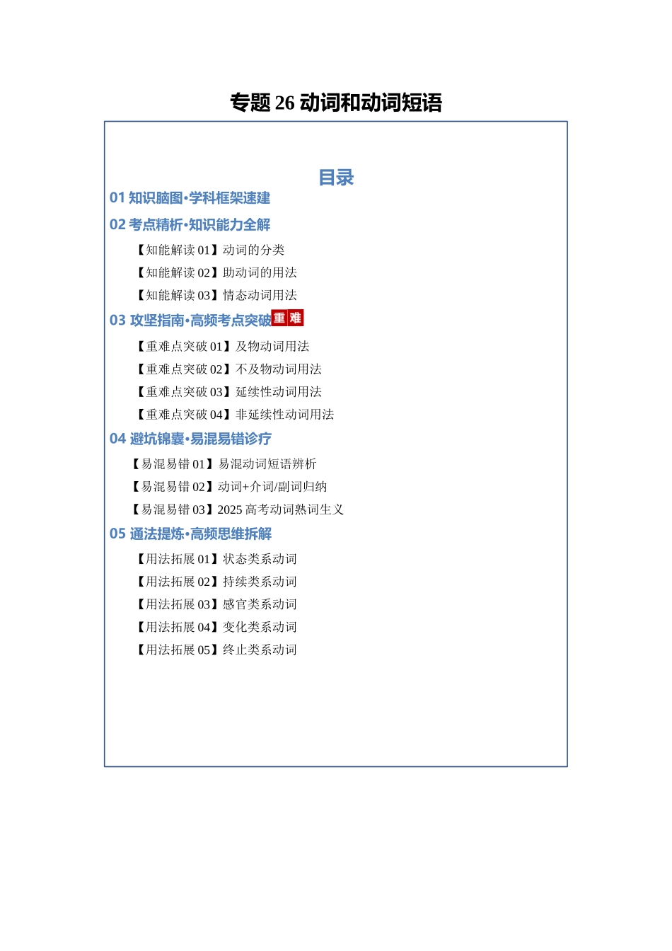 专题26 动词和动词短语(知识清单)(教师版).docx_第1页