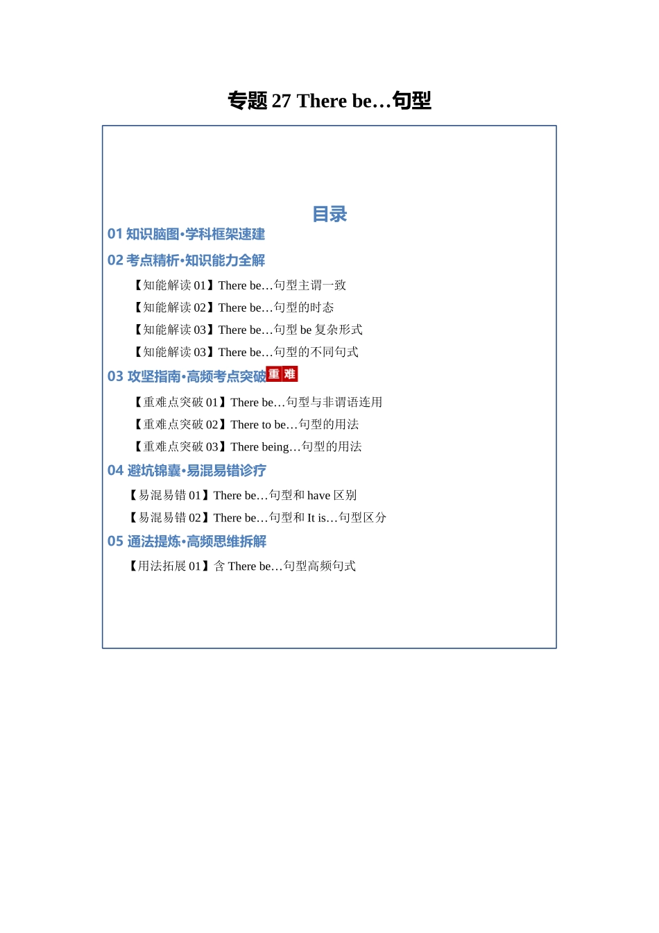 专题27 There be 句型（知识清单）（学生版）.docx_第1页