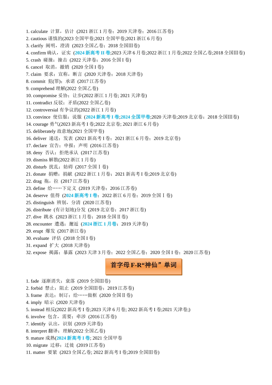 专题33 高考完形填空神仙单词123例及高频词语篇训练 学生版.docx_第2页