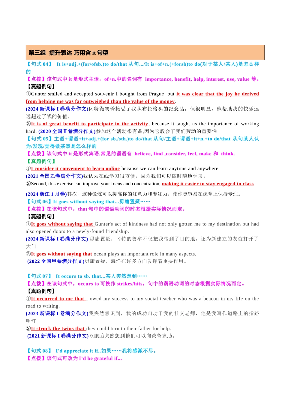 专题45 应用文写作11组34个满分句式68个真题例句 (讲案)教师版.docx_第2页