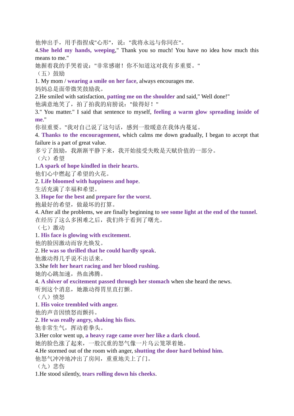 专题49 读后续写情感心理描写20类80句应用文好句背诵模板-2024年高考英语一轮复习知识清单（全国通用）原卷版.docx_第2页