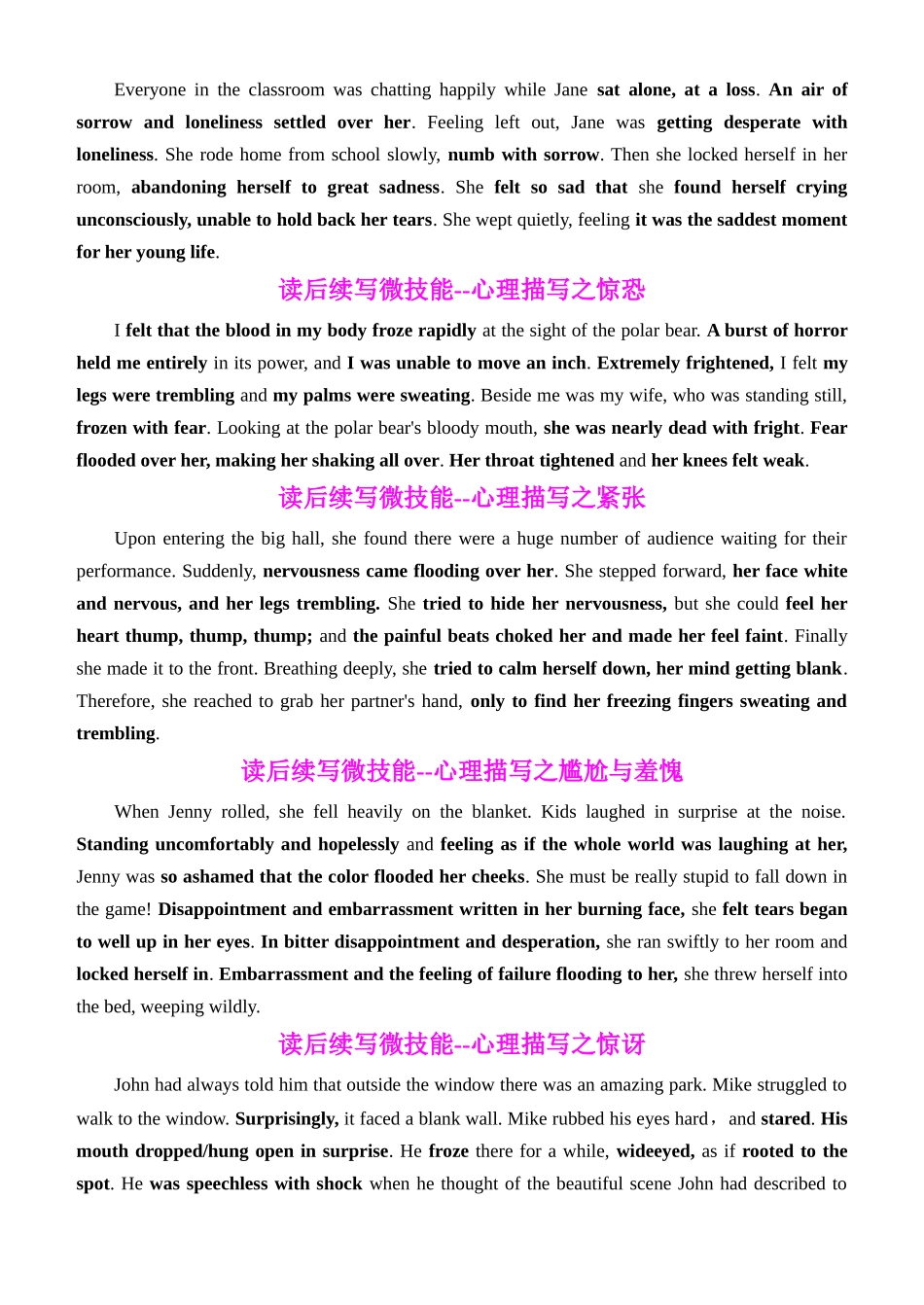 专题50 读后续写微技能心理描写动作描写20段背诵模板-2024年高考英语一轮复习知识清单(全国通用)教师版.docx_第2页