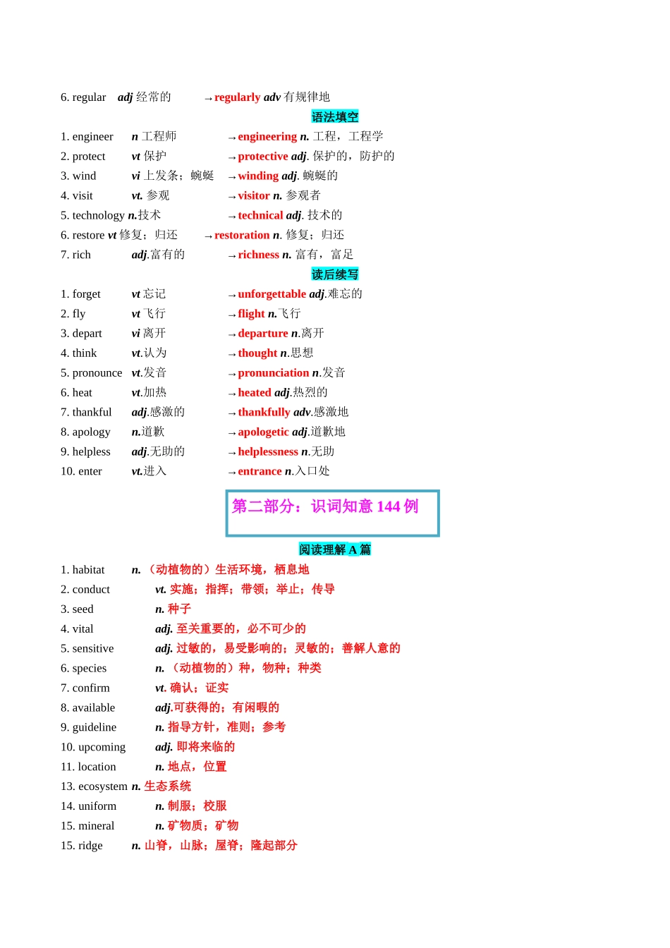 专题83 2024年新课标I卷词汇清单及对点练习  教师版.docx_第3页