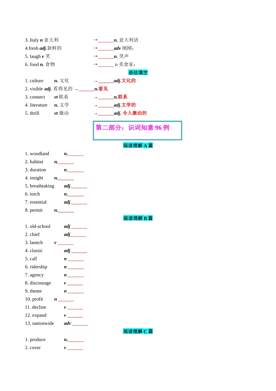 专题84 2024年新课标II卷词汇清单及对点练习  学生版.docx_第3页