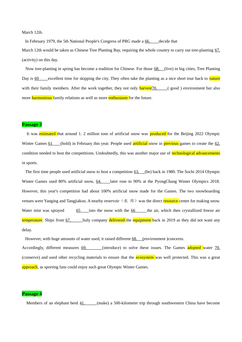 02【生态环保、自然灾害类】语法填空5篇（原卷版）-高考英语快速提⾼阅读能⼒之⾼频主题词块速记.docx_第2页