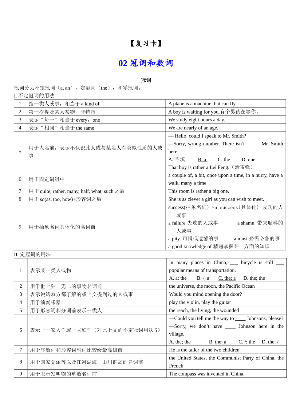 02冠词和数词(复习卡)-(通用版).docx_第1页