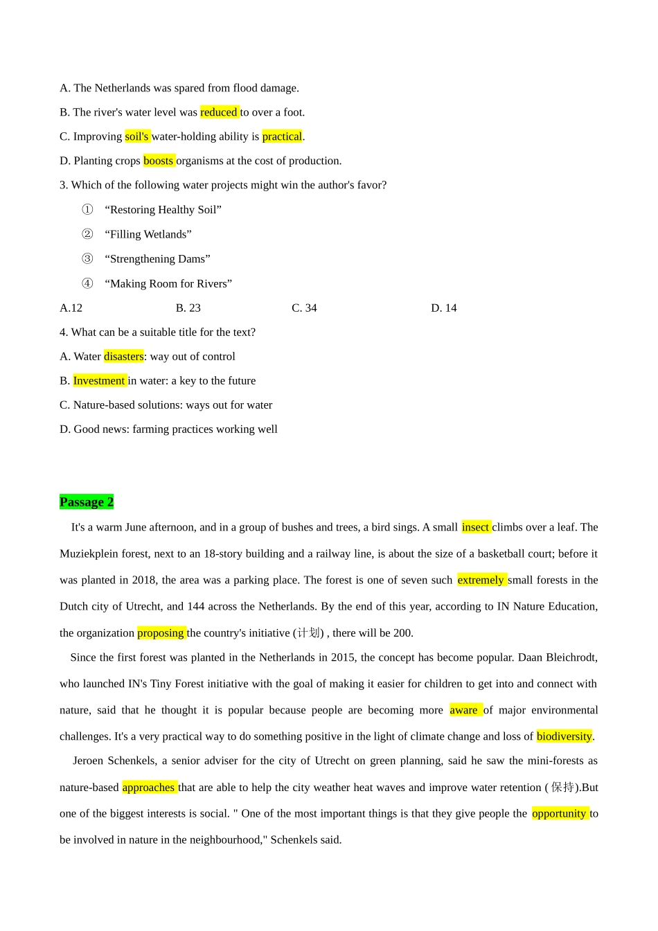 03【生态环保、自然灾害类】阅读理解9篇+完形填空1篇（原卷版）-高考英语快速提⾼阅读能⼒之⾼频主题词块速记.docx_第2页