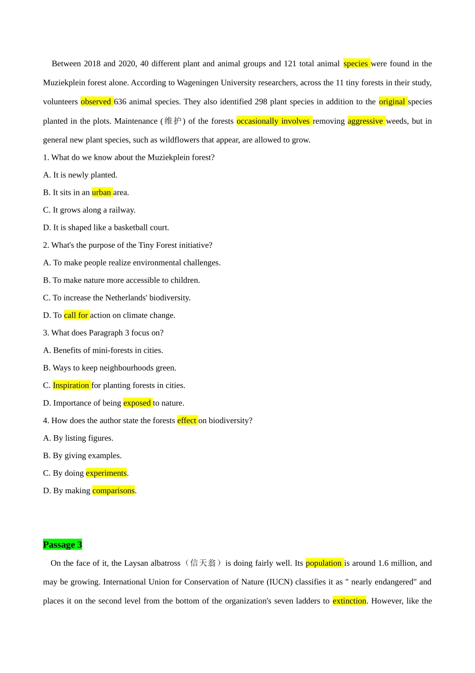 03【生态环保、自然灾害类】阅读理解9篇+完形填空1篇（原卷版）-高考英语快速提⾼阅读能⼒之⾼频主题词块速记.docx_第3页