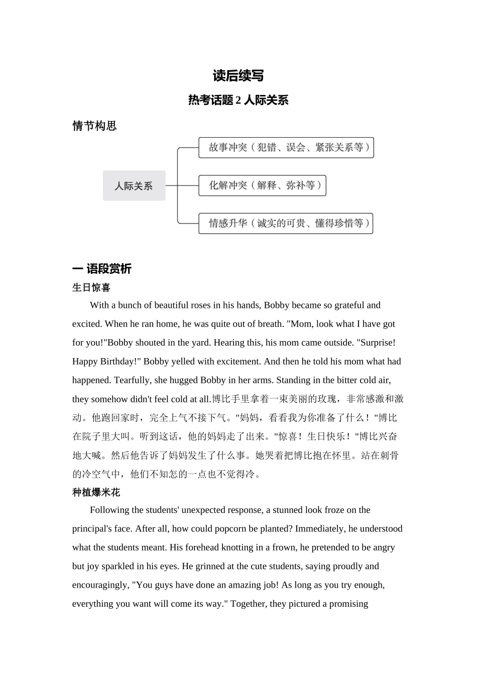 读后续写热考话题2 人际关系 讲义 -2025届高三下学期英语二轮复习专项.docx_第1页