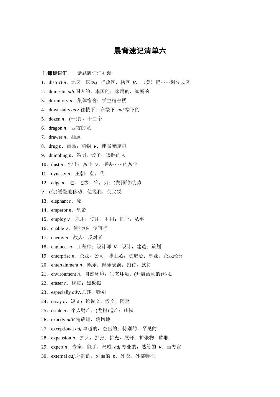 高考英语一轮复习晨背速记清单6-3页.docx_第1页