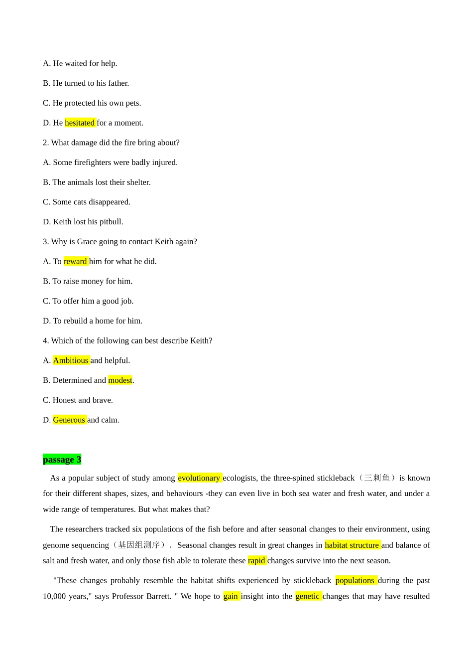 04【生态环保、自然灾害类】阅读理解9篇+语法填空3篇(原卷版)-高考英语快速提⾼阅读能⼒之⾼频主题词块速记.docx_第3页