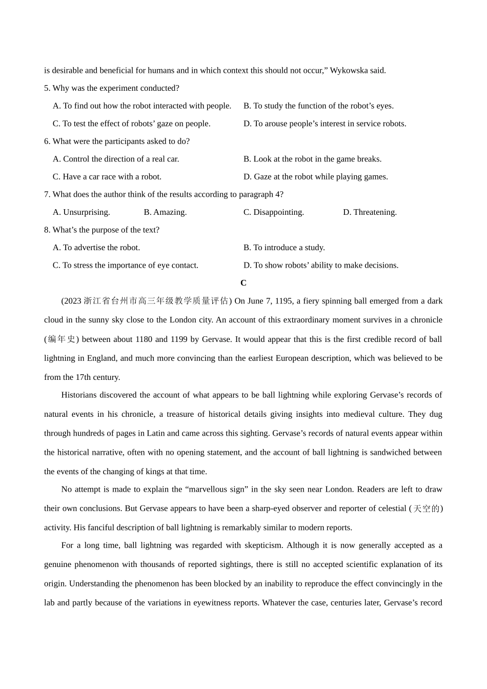 05 【阅读理解之说明文】最新模拟试题集训8篇-联系高考，“跨词破句”之英语阅读理解轻松突破（解析版）.docx_第3页