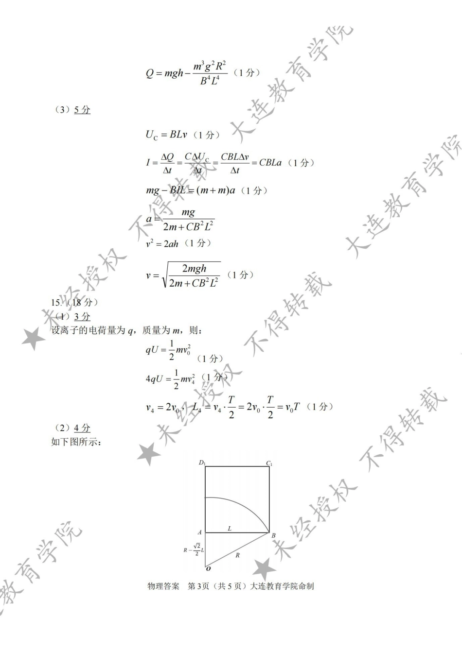 2026年大连市高三双基模拟考试物理答案.pdf_第3页