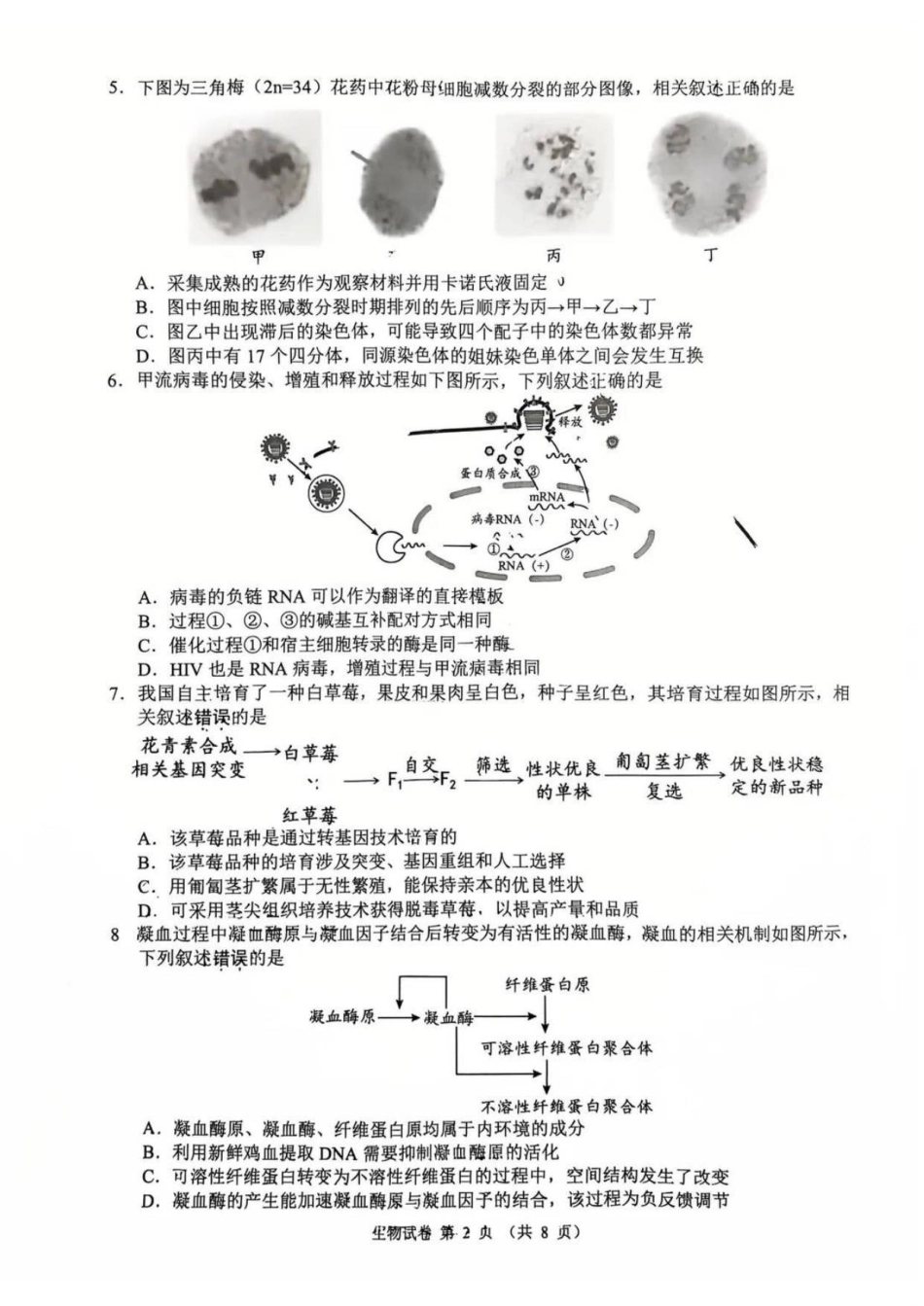 江苏扬州市2025-2026学年高三上学期期末考试生物试题.pdf_第2页