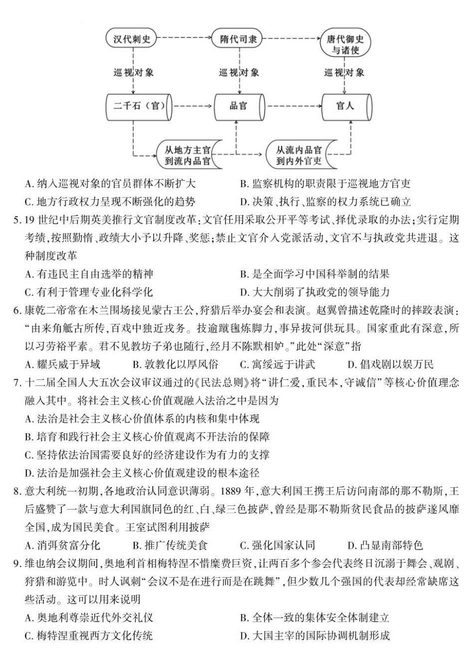 历史陕西咸阳市实验中学2025-2026学年度第一(上)学期高二年级第三次质量检测(12月)（12月底）.pdf_第2页