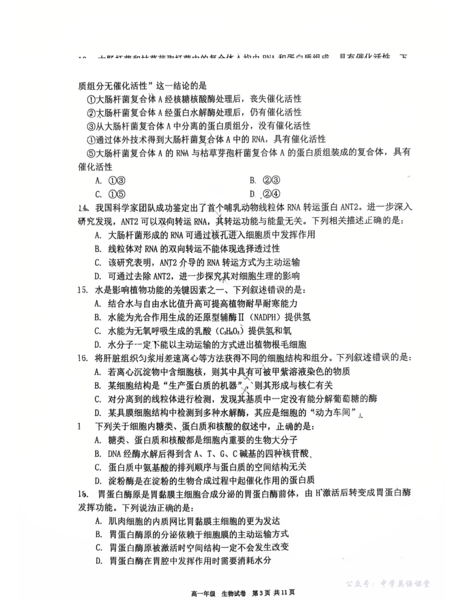 辽宁五校高一生物联考期末试卷含答案.pdf_第3页