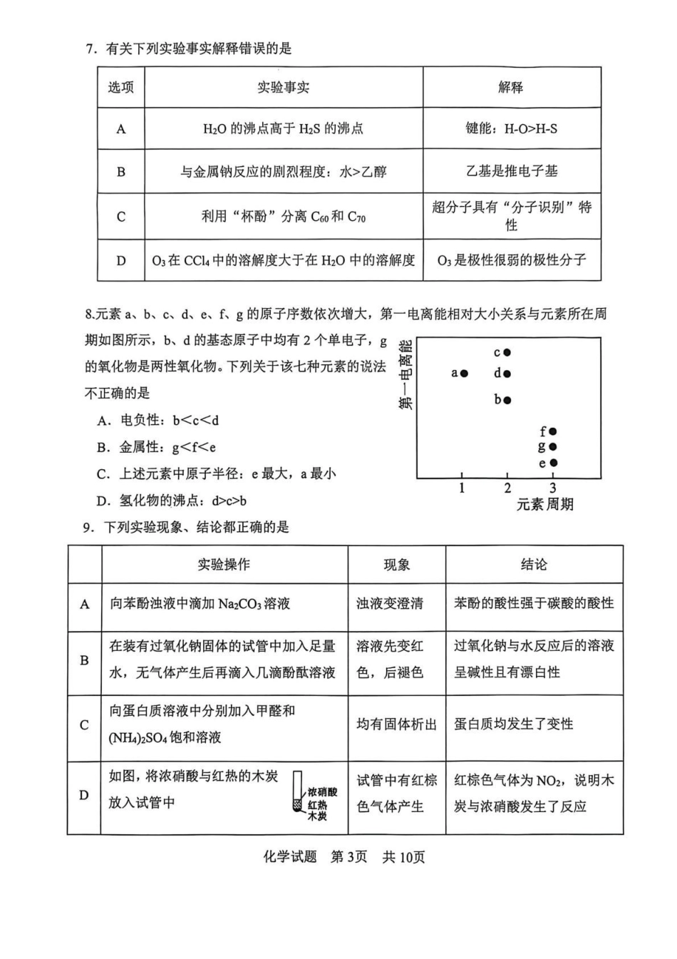 陕西渭南市2026届高三上学期教学质量检测（Ⅰ）化学+答案.pdf_第3页