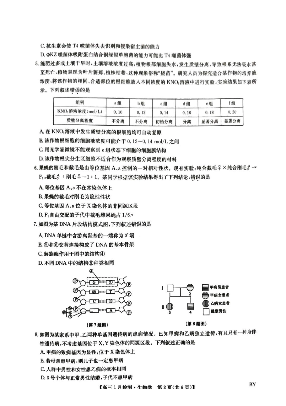 生物(下标BY)【甘肃卷】甘肃白银市普通高中改革与发展共同体2025-2026学年高三上学期1月期末联考(1.21-1.22).pdf_第2页