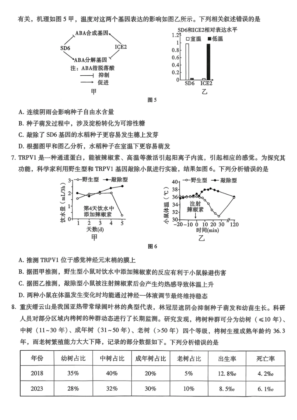 重庆市第八中学2026届高考适应性月考卷（五）生物.pdf_第3页