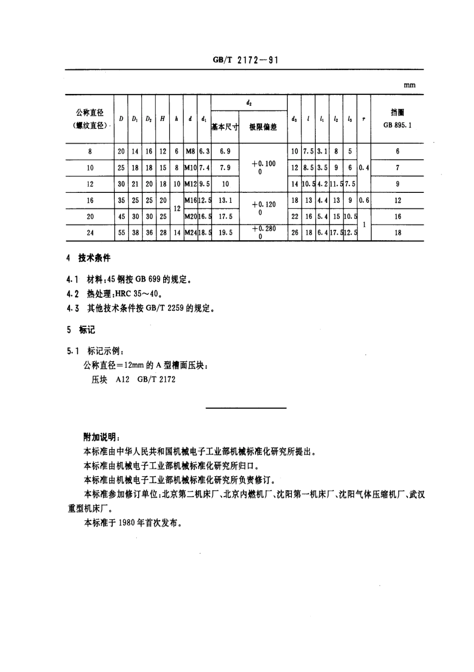 GB／T 2172-1991 机床夹具零件及部件 槽面压块.pdf_第2页