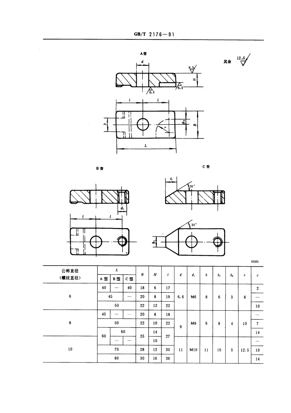 GB／T 2176-1991 机床夹具零件及部件 转动压板.pdf_第2页