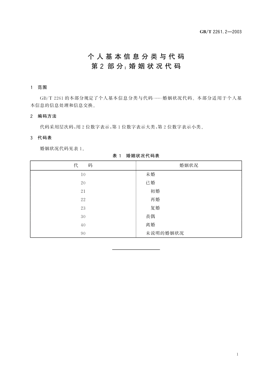 GB/T 2261.2-2003 个人基本信息分类与代码 第2部分:婚姻状况代码.pdf_第3页