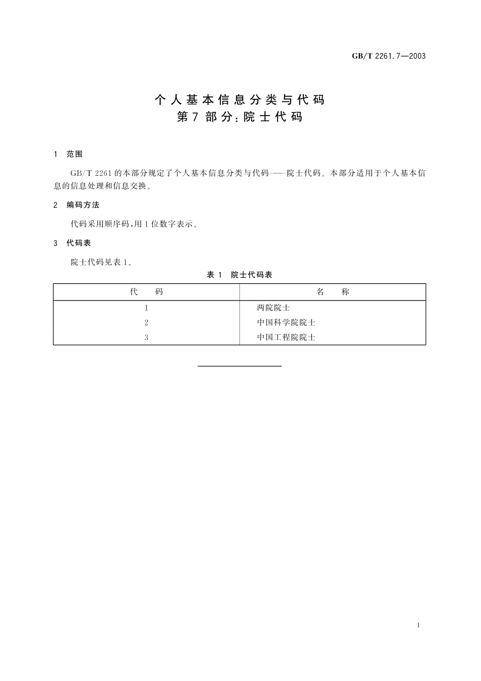 GB／T 2261.7-2003 个人基本信息分类与代码 第7部分：院士代码.pdf_第3页