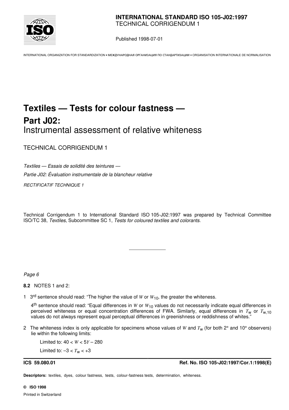 ISO 00105-J02-1997 cor1-1998.pdf_第1页