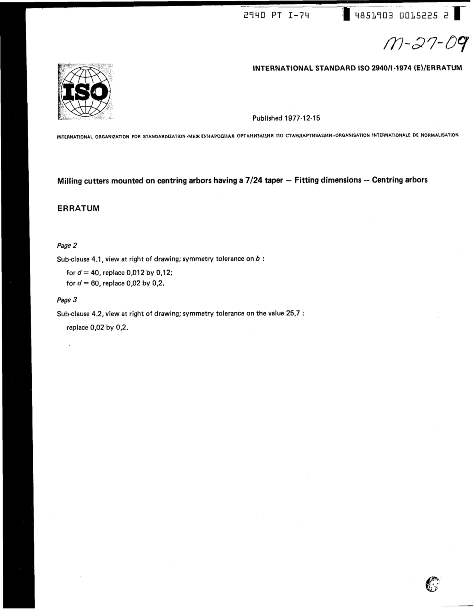 ISO 02940-1-1974 cor1-1977 scan.pdf_第1页