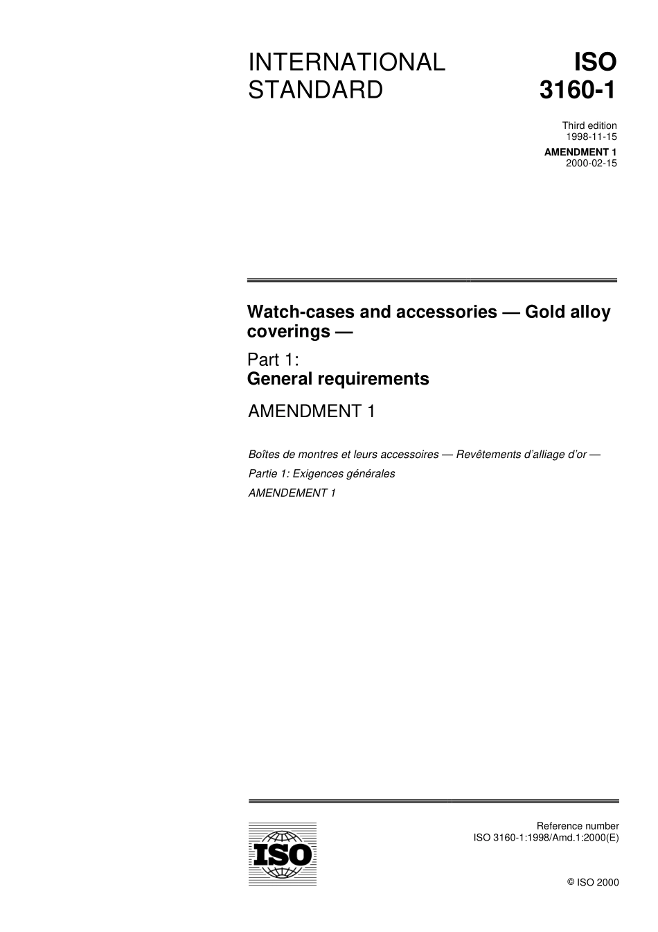 ISO 03160-1-1998 amd1-2000.pdf_第1页