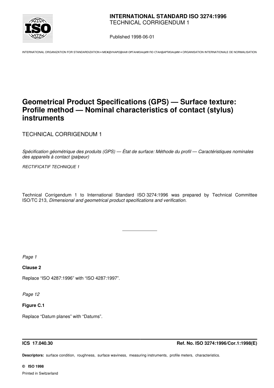 ISO 03274-1996 cor1-1998.pdf_第1页