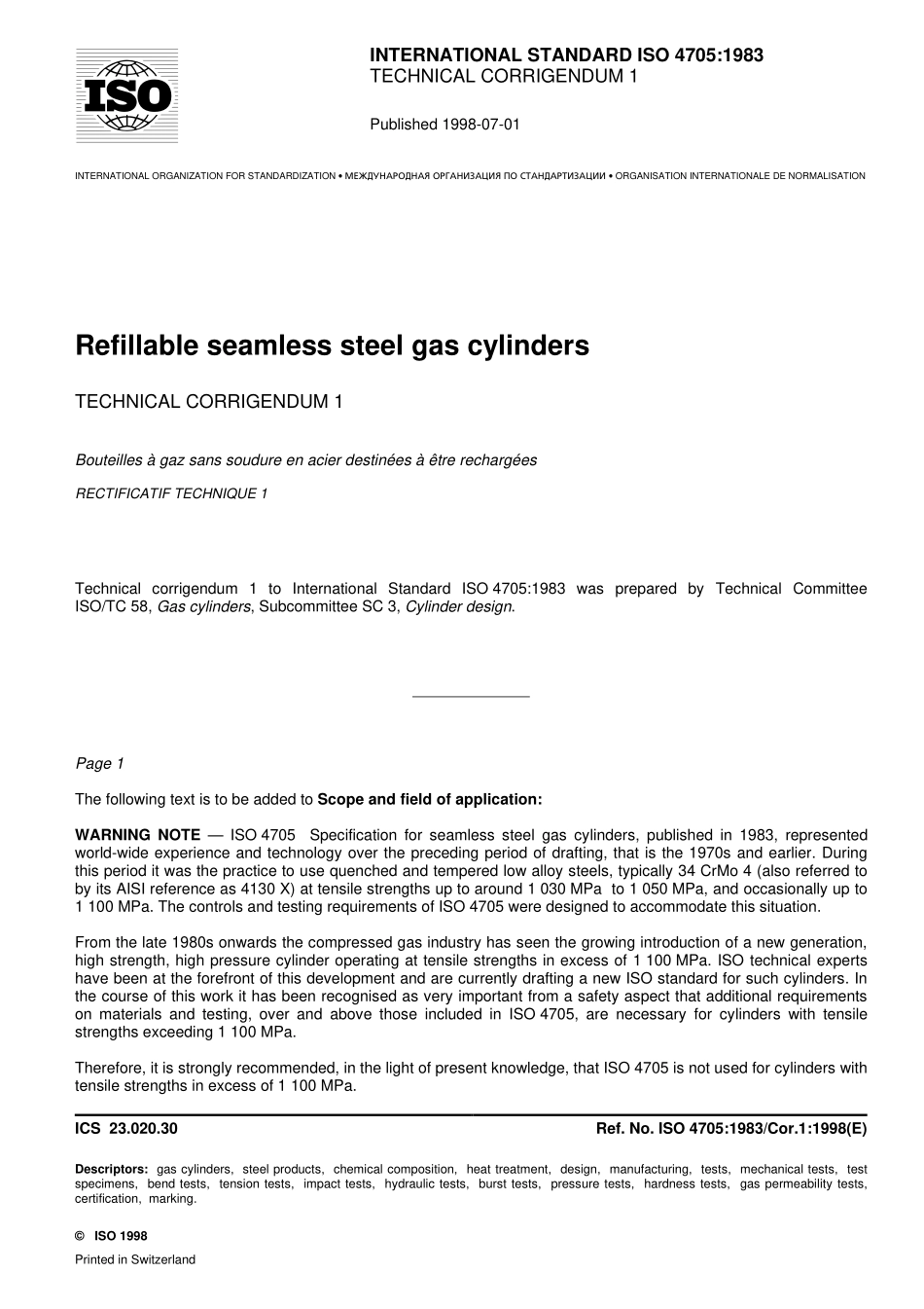 ISO 04705-1983 cor1-1998.pdf_第1页