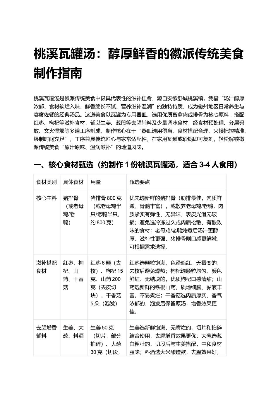 桃溪瓦罐汤:醇厚鲜香的徽派传统美食制作指南.docx_第1页