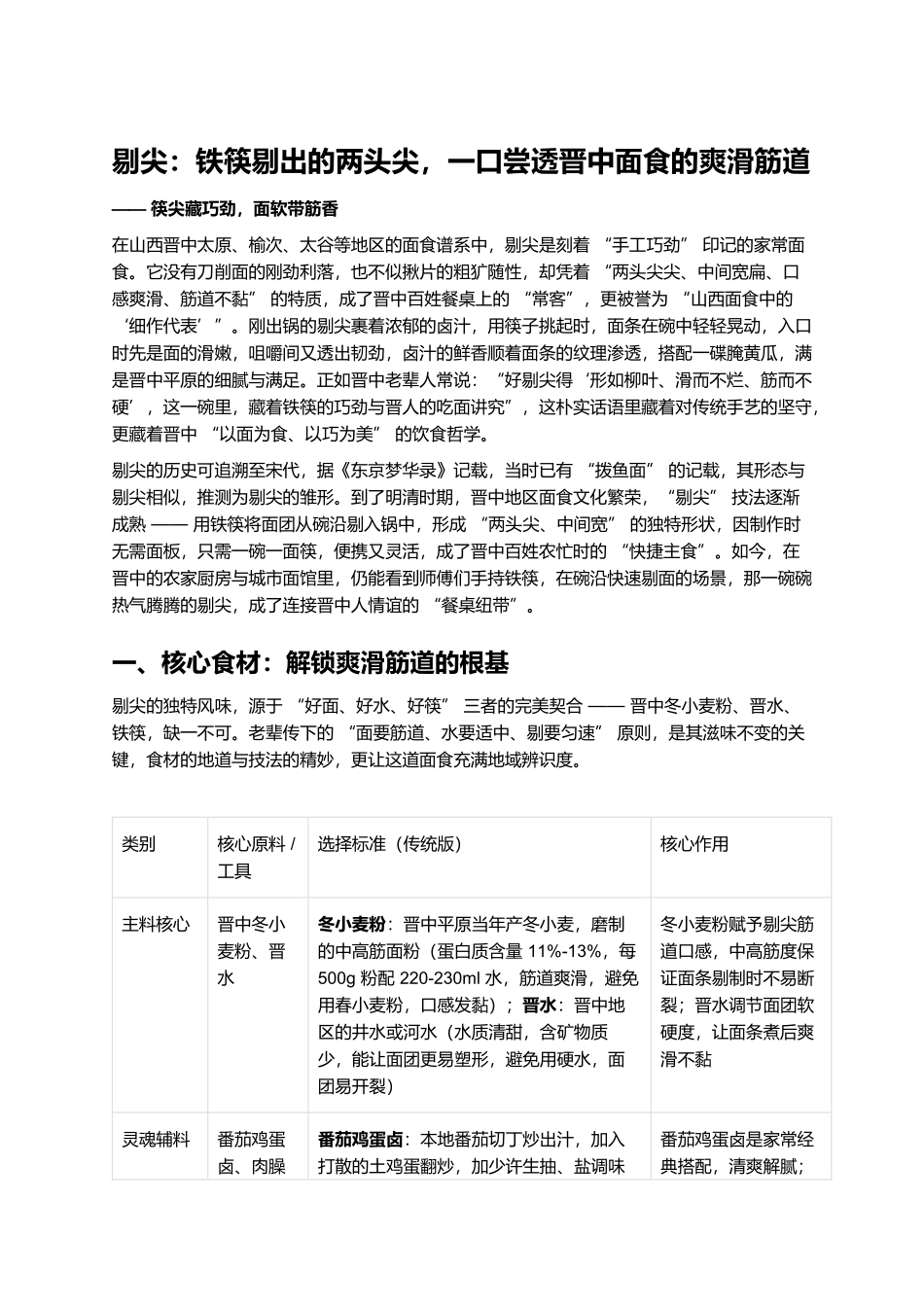 剔尖：铁筷剔出的两头尖，一口尝透晋中面食的爽滑筋道.docx_第1页