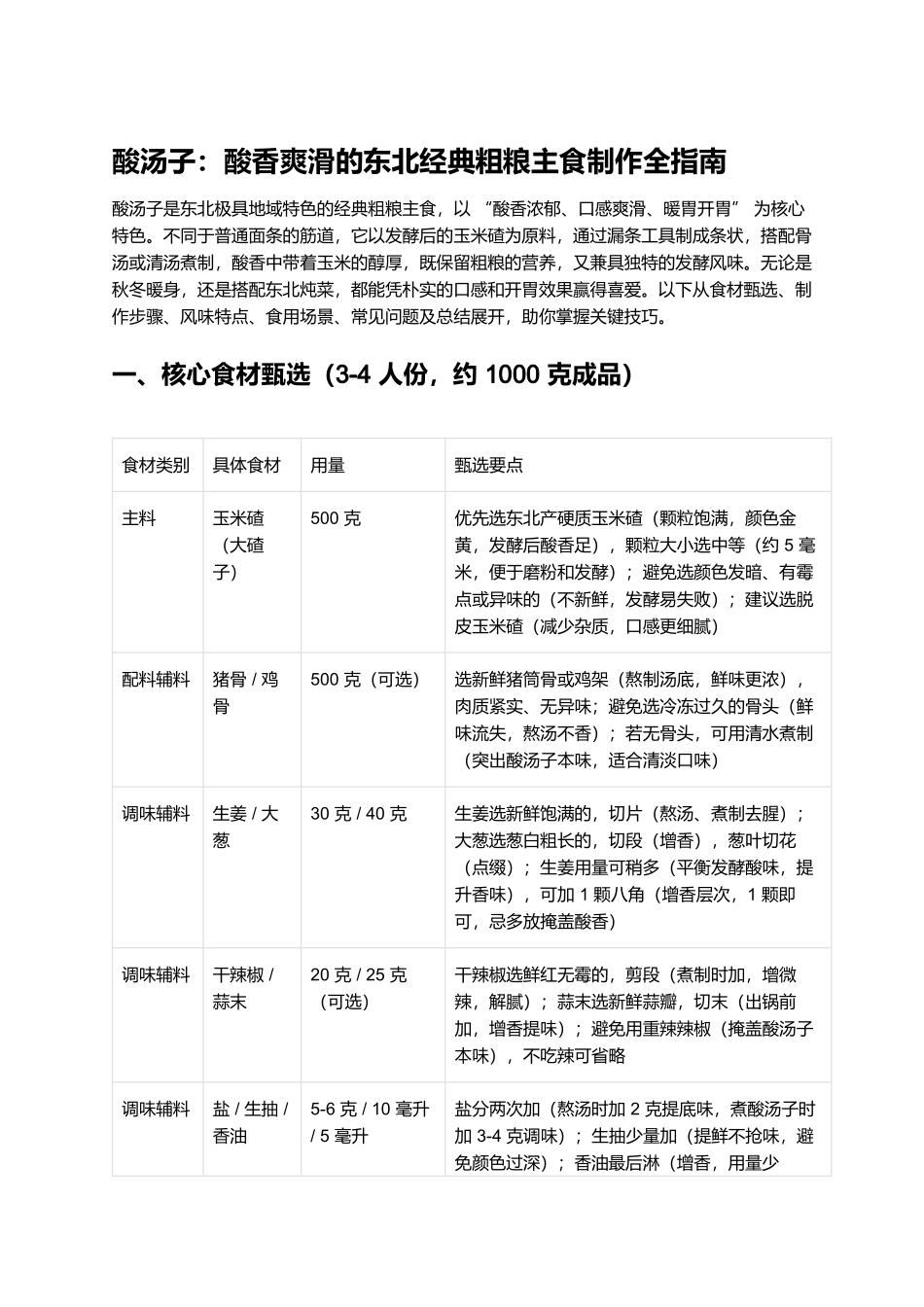 酸汤子：酸香爽滑的东北经典粗粮主食制作全指南.docx_第1页