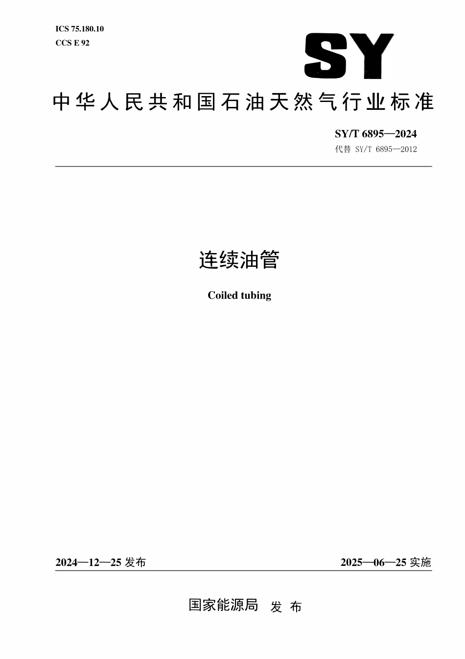SYT 6895-2024 连续油管.pdf_第1页