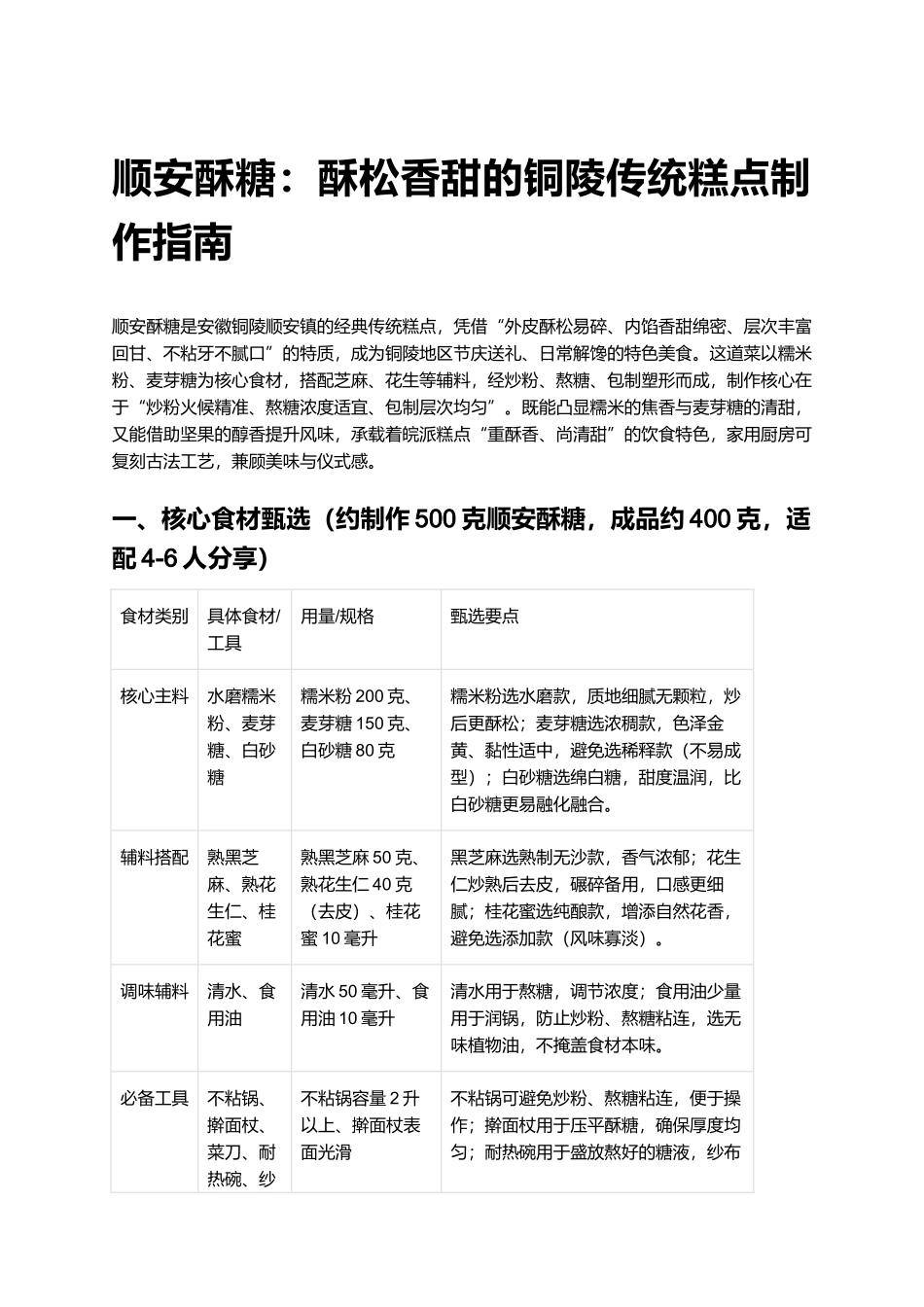 顺安酥糖：酥松香甜的铜陵传统糕点制作指南.docx_第1页