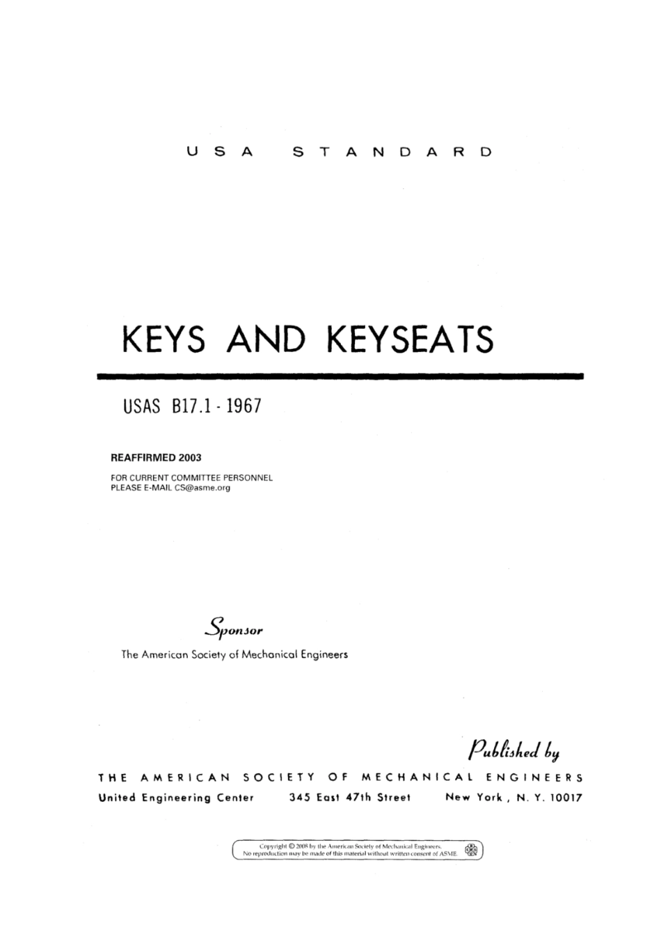 ASME B17.1-1967(R2013) Keys and Keyseats.pdf_第1页