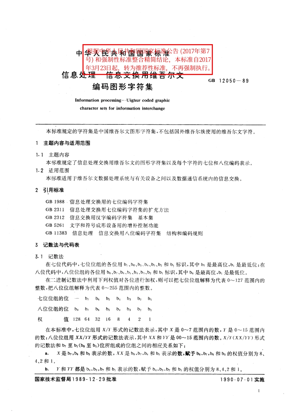 GB／T 12050-1989 信息处理 信息交换用维吾尔文编码图形字符集.pdf_第2页