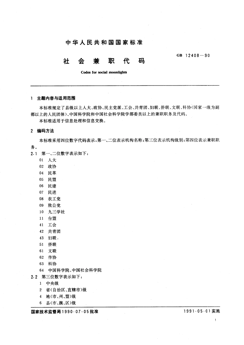 GB／T 12408-1990 社会兼职代码.pdf_第3页