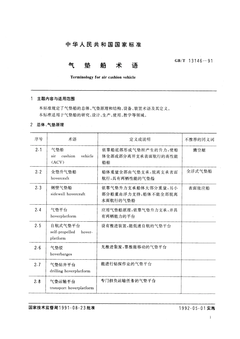 GB/T 13146-1991 气垫船术语.pdf_第2页