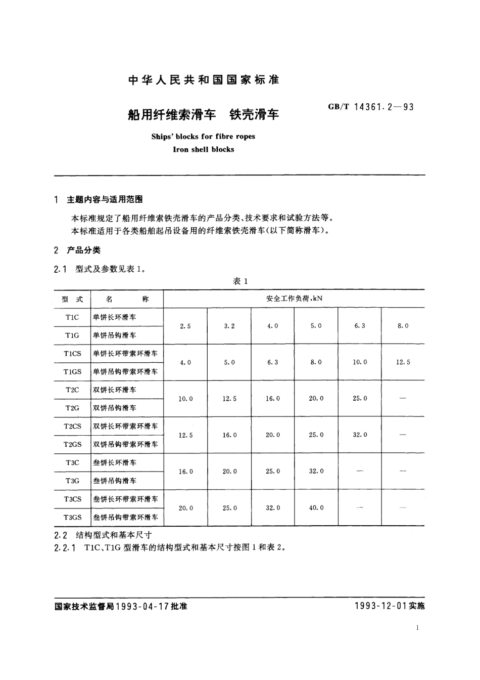 GB／T 14361.2-1993 船用纤维索滑车 铁壳滑车.pdf_第2页